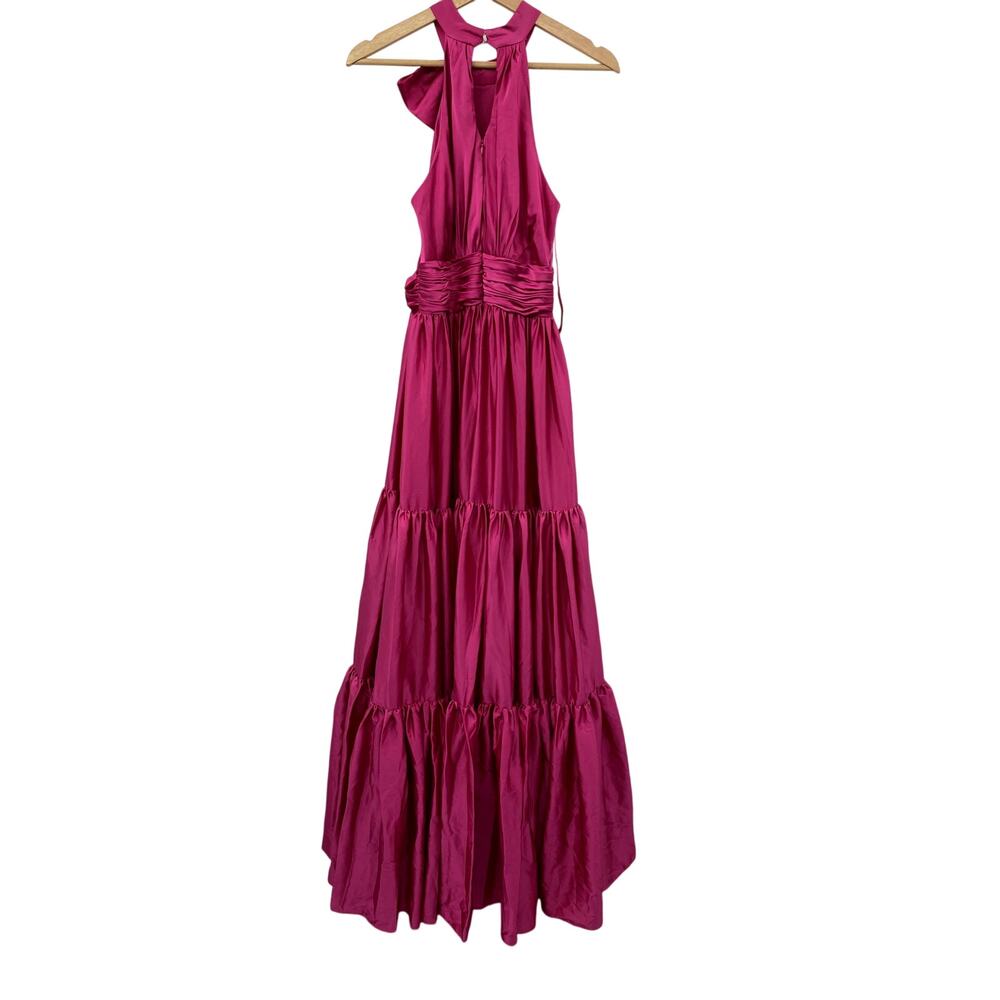 Mac Duggal Pink Tiered Ruffle Halter Gown - Picture 6 of 9